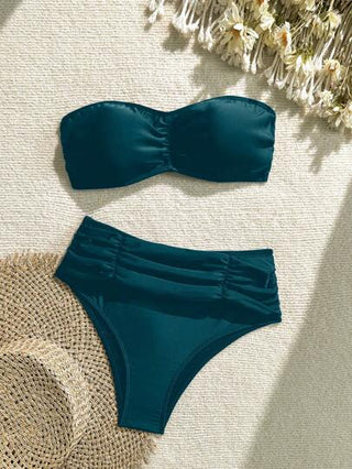 Swim مجموعة بكيني كاجوال للشاطئ للنساء جديد قطعتين, بلوزة شرطية سوداء وسروال قصير, صيفي