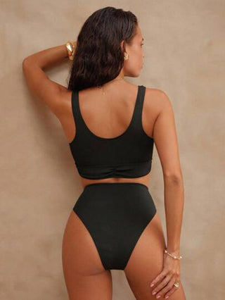 Swim Chiccia بيكيني نسائي أسود ذو لون واحد، مناسب للإجازات، الشاطئ، والحفلات