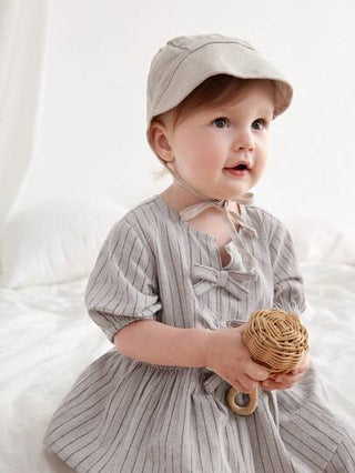 Cozy Pixies قطعتين/مجموعة ملابس علوية كارديجان بأكمام منتفخة وياقة دائرية مزينة بفيونكة وبنطال ذو خصر مطاطي للبنات الصغيرات