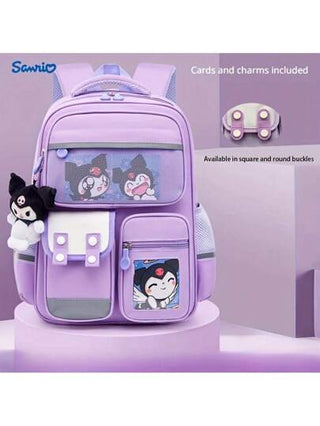 أحذية أوكسفورد حريمي Sanrio حقيبة ظهر مطبوع عليها رسوم كرتونية لشخصيات كوروني ومليودي من سانريو، مصنوعة من النايلون الخفيف، بتصميم متعدد الجيوب، بطانة من البوليستر، إغلاق بسحاب، قابلة للغسيل باليد، مناسبة للتنقل اليومي والرحلات المدرسية في الصيف