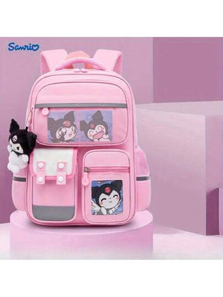 أحذية أوكسفورد حريمي Sanrio حقيبة ظهر مطبوع عليها رسوم كرتونية لشخصيات كوروني ومليودي من سانريو، مصنوعة من النايلون الخفيف، بتصميم متعدد الجيوب، بطانة من البوليستر، إغلاق بسحاب، قابلة للغسيل باليد، مناسبة للتنقل اليومي والرحلات المدرسية في الصيف