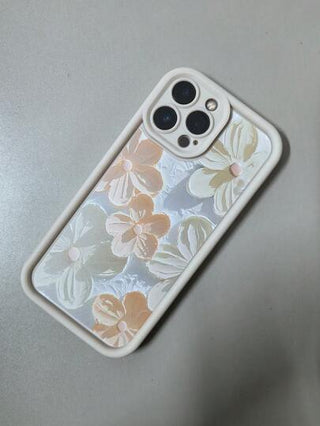 حالة هاتف TPU مطفأة مطبوعة يدويًا بنمط زهري قطعة واحدة ، متوافقة مع iPhone 16/15/14/13/12/11 Pro Max ، A55/54/53/52/51 ، S24/23/22/21 Ultra