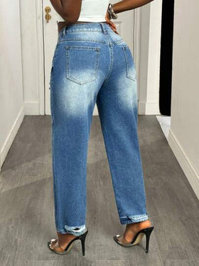 SHEIN Tall بنطلون جينز مغسول مشوه مخروطي الشكل