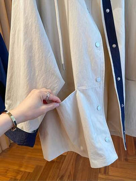 معطف متنفس مبطن بقبعة للنساء، قصة مريحة لارتداء كاجوال تفصيلي، إصدار جديد لموسم الربيع/الخريف لعام 2025