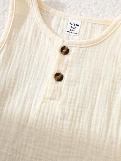 SHEIN Vintaside Kids طقم صيفي للأطفال الصبيان 6 قطع، ملابس علوية أكمام بلا أكمام بلون أحادي مطابق مع شورت، 3 طقوم باللون البني والمشمش والأزرق، فضفاض، مناسب للمنزل والأوقات الحرة والخروج والمناسبات