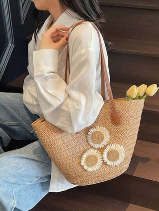 Yogodlns حقيبة يد نسائية محبوكة كبيرة السعة سلة حقيبة شاطئ صيفية حقيبة تسوق حقيبة كتف وإبط للسيدات حقائب قش للنساء حقائب تسوق صيفية محبوكة بطريقة يدوية حقائب كتف للشاطئ
