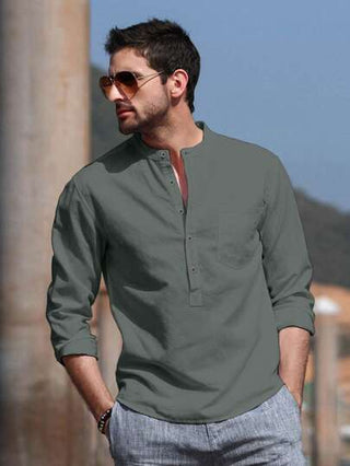 ملابس رجالي NITAGUT قميص كاجوال طويل الأكمام منفذ للهواء للرجال