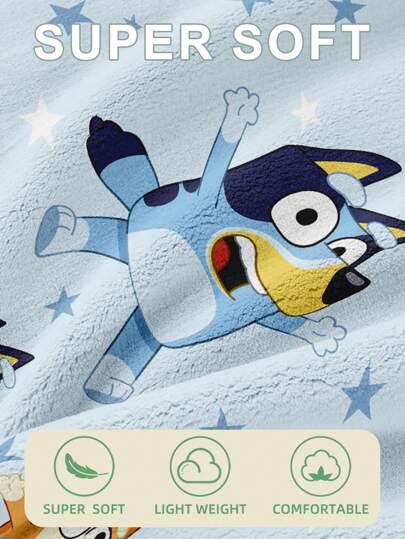 Bluey بطانية كرتونية بلوي 1 قطعة، بطانية ألقاء بنمط بلوي والنجوم، بطانة ناعمة وصديقة للبشرة، لا تنفر ويسهل العناية بها، بطانية لاستراحة المكتب، منسوجات منزلية بسيطة، مثالية للأريكة وغرفة النوم والمكتب والسفر، مناسبة لجميع المواسم، هدايا عيد ممتازة،...