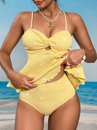 طقم تانكيني حريمي Swim Lushoire مجموعة ملابس سباحة بيكيني بتفاصيل كشكشة للنساء للصيف