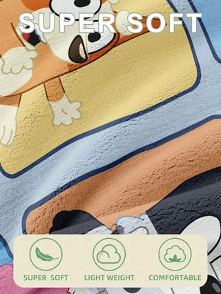 Bluey بطانية ملقاة كرتونية بلوي القطعة الواحدة، بطانية ملقاة متعددة الاستخدامات بطراز بلوي، بطانية نوم ناعمة وصديقة للبشرة، بدون تساقط وسهلة العناية، بطانية للغفوة في المكتب، منسوجات منزلية بسيطة، مثالية للأريكة والغرفة والصالة والمكتب والسفر،...