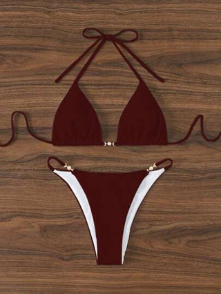 Swim Basics بكيني متصل بشريط أمامي للنساء في عطلة الشاطئ