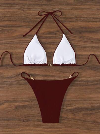 Swim Basics بكيني متصل بشريط أمامي للنساء في عطلة الشاطئ