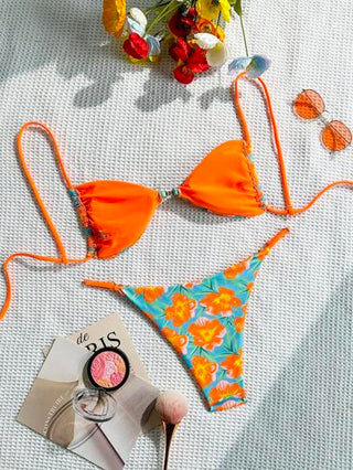 طقم تانكيني حريمي Swim Mod مجموعة سباحة نسائية (2 قطعة) توب وشورت برباط قابل للتعديل، بطبعات عشوائية، للاستخدام في الشاطئ والعطلات الصيفية