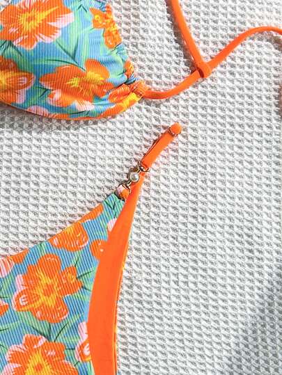 طقم تانكيني حريمي Swim Mod مجموعة سباحة نسائية (2 قطعة) توب وشورت برباط قابل للتعديل، بطبعات عشوائية، للاستخدام في الشاطئ والعطلات الصيفية