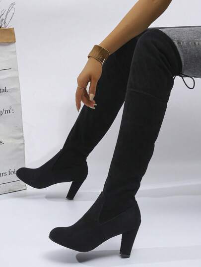 بوت نسائية جديدة عصرية على شكل بوت الركبة من الجلد المدبوغ