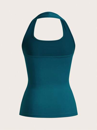 EZwear توب كاجوال أزرق سماوي أكمام بلا أكتاف ضيق الخصر، مناسب للصيف