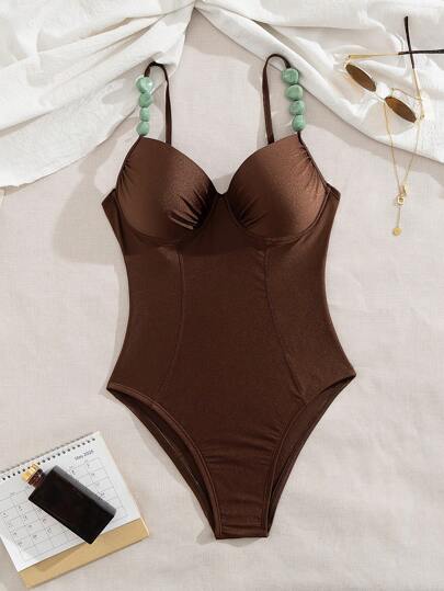 Swim Chiccia بيكينى بقطعة واحدة ملون منقوش وأنيق مع لون مضيء لمناسبات الشاطئ والحمام والحفلات للنساء، بتنجيد سلس وقابل للإزالة بحمالة أمامية قابلة للتعديل
