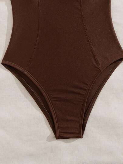Swim Chiccia بيكينى بقطعة واحدة ملون منقوش وأنيق مع لون مضيء لمناسبات الشاطئ والحمام والحفلات للنساء، بتنجيد سلس وقابل للإزالة بحمالة أمامية قابلة للتعديل