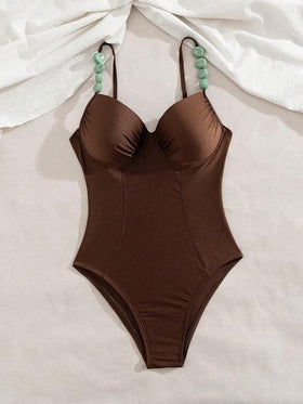 Swim Chiccia بيكينى بقطعة واحدة ملون منقوش وأنيق مع لون مضيء لمناسبات الشاطئ والحمام والحفلات للنساء، بتنجيد سلس وقابل للإزالة بحمالة أمامية قابلة للتعديل
