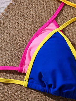 Swim 4 قطع من طقم بيكيني بلون مزدوج وربطة عنق للنساء ، لاستخدامه في الشاطئ وحفلات المسبح ، للربيع والصيف
