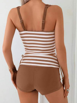 طقم تانكيني حريمي Swim Lushoire مجموعة من قطعتين للنساء أزياء الشاطئ - بكيني مخطط، بذلة سباحة كاجوال مثيرة للحفلات، بكيني رياضي بالطراز الأوروبي والأمريكي