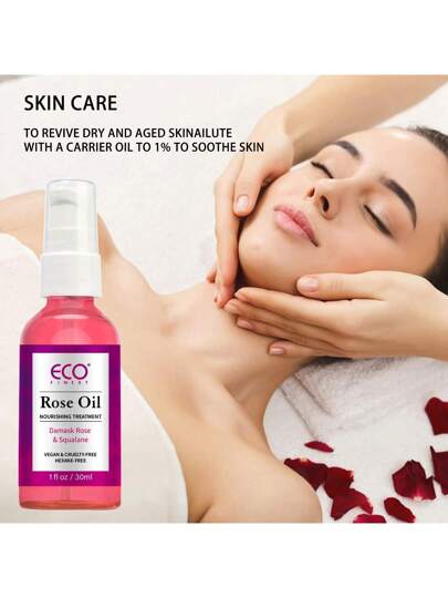 ECO FINEST زيت الورد للوجه ، زيت مرطب ومغذٍ للحصول على إشراقة طبيعية ، علاج للبشرة الجافة إلى المختلطة ، مع زيت بذور الورد البري العضوي ، زيت ورد دمشقي و زيت السكوالين ، نباتي وخالٍ من التجارب على الحيوانات وهكسان ، 1 أونصة
