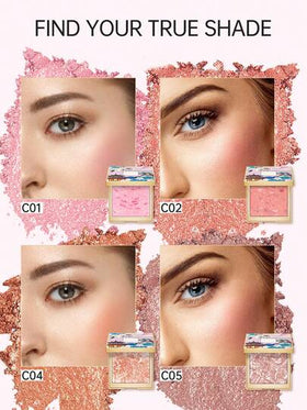 CATKIN بلاشر وبرايتنر بودرة طبيعية ذات لمعة، بلاشر مخبوز قابل للمزج بسلاسة، طبعة C01