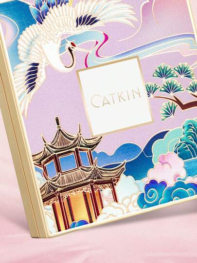 CATKIN بلاشر وبرايتنر بودرة طبيعية ذات لمعة، بلاشر مخبوز قابل للمزج بسلاسة، طبعة C01