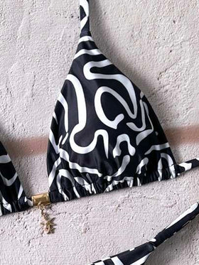 Swim Chiccia بكيني نسائي بحمالات رفيعة ذو لون أحادي، ملابس سباحة جذابة