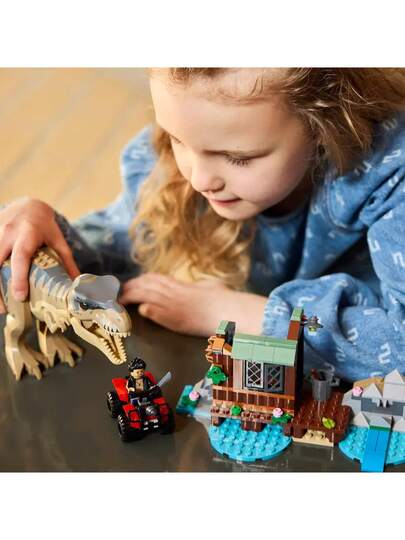 LEGO كتل بناء عالم الديناصورات جوراسيك بايرورابتور وديلوفوصورس النقل 76975