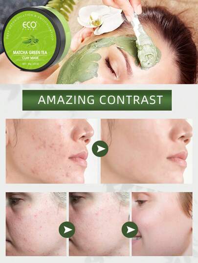 ECO FINEST قناع الطين والشاي الأخضر للتنظيف العميق للمسام المفتوحة ، قناع الوجه بالشاي الأخضر ، مزيل للرؤوس السوداء بالكاؤلين والصبار والكركم ، قناع طين الوجه للبشرة الدهنية والحبوب ، منظف الوجه ، مرطب ، مغذي ، مهدئ