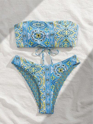 Swim Vcay مجموعة بكيني حريمي مكونة من قطعتين بطبعة زهور مثيرة، عاري الظهر بلباس سباحة، ملابس صيفية شاطئية