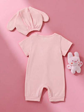 SHEIN قطعتان/مجموعة بيجاما للأطفال الصبية مزينة بأذن أرنب بارزة ثلاثي الأبعاد، مناسبة للاستخدام اليومي، حفلة عيد الميلاد، التصوير الفوتوغرافي، الحفلات في الربيع والصيف'