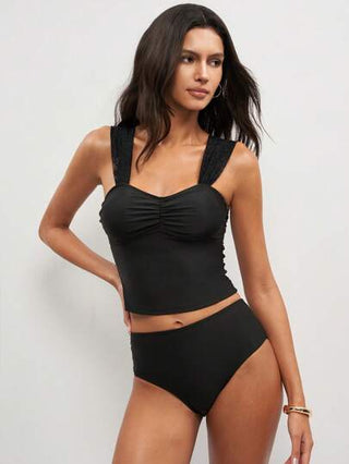 طقم تانكيني حريمي Swim Lushoire بدلة سباحة كاميسول فريد الرقبة بطبعات و موحد اللون نسائية، مثير للموسم الصيفي وللشاطئ