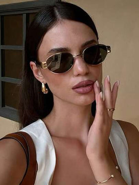نظارة نسائية أنيقة بيضاوية الشكل، بإطار معدني أسود بتصميم كلاسيكي عصري، مثالية للسفر والشاطئ، تصميم أساسي لفصلي الخريف والشتاء، مناسبة للعمل والمناسبات غير الرسمية، هدية رائعة، مناسبة للجامعة والعودة إلى المدرسة.