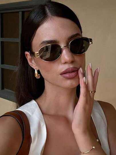 نظارة نسائية أنيقة بيضاوية الشكل، بإطار معدني أسود بتصميم كلاسيكي عصري، مثالية للسفر والشاطئ، تصميم أساسي لفصلي الخريف والشتاء، مناسبة للعمل والمناسبات غير الرسمية، هدية رائعة، مناسبة للجامعة والعودة إلى المدرسة.