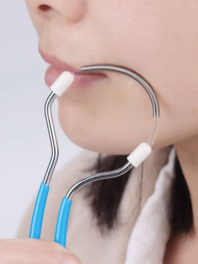 أداة إزالة الشعر من الوجه - تزيل بفعالية الشعر الزائد في الشفة العلوية والذقن والوجه والرقبة باستخدام تقنية زنبركية لطيفة وفعالة قطعة واحدة