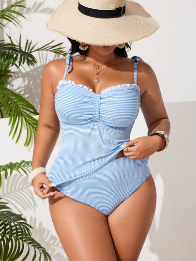 Swim Lushoire بذلة السباحة المفصلة ذات الحجم الكبير بأشرطة