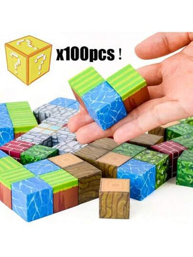 ZOULEBAOBEI 50/100 قطعة من كتل مغناطيسية عشوائية، مكعبات مغناطيسية ألعاب تراصية، ألعاب حسية STEM مناسبة للأطفال البنين والبنات من عمر 3-8 سنوات، هدية عيد الميلاد والكريسماس