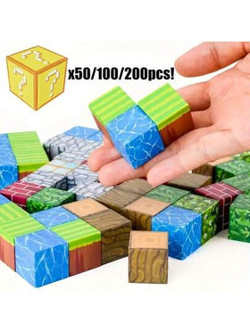 ZOULEBAOBEI 50/100 قطعة من كتل مغناطيسية عشوائية، مكعبات مغناطيسية ألعاب تراصية، ألعاب حسية STEM مناسبة للأطفال البنين والبنات من عمر 3-8 سنوات، هدية عيد الميلاد والكريسماس