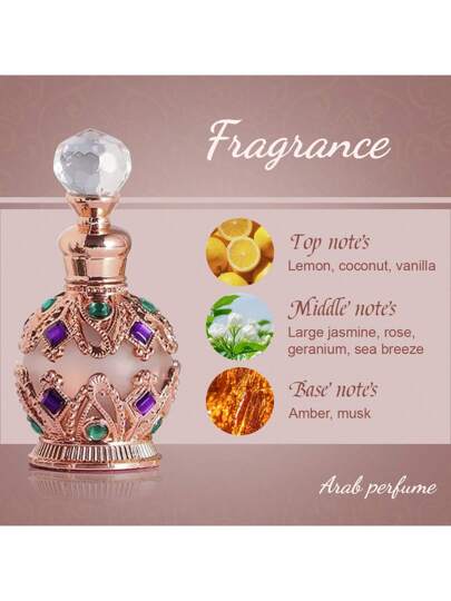 FLATPEA عربي عطر فاخر مدرج بالذهب علي الزجاج بروائح فواكه، خال من الكحول برائحة جذابة من الفيرمونات، محمول هدية مثالية للأزواج والمواعدة، مناسب لجميع المناسبات والاستخدام اليومي