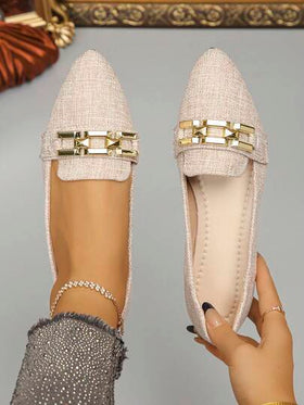أحذية نسائية مقاس كبير من 35 إلى 45، أحذية شبشب بتصميم رأس مدبب، للارتداء اليومي والخارجي، موديل جديد من خريف، مزينة بسلسلة معدنية، من خامة سويد، ذات قاع ناعم، أحذية لوفرز كاجوال