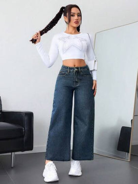 SHEIN ICON بنطلون جينز كاجوال ، بسيط وأنيق للارتداء اليومي