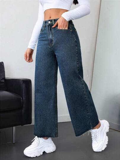 SHEIN ICON بنطلون جينز كاجوال ، بسيط وأنيق للارتداء اليومي