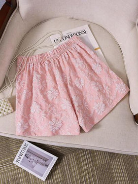 SHEIN LUNE شورتات جاكار أنيقة للمرأة للمكتب أو التنقل ، صيفي
