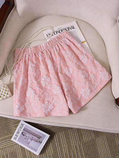 SHEIN LUNE شورتات جاكار أنيقة للمرأة للمكتب أو التنقل ، صيفي