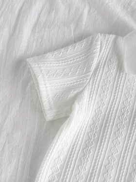 SHEIN Vintaside Kids طقم ملابس علوية بأكمام قصيرة بياقة صغيرة وبنطال جينز مغسول عتيق مناسب للاستخدام اليومي، رحلات العائلة والتخييم والتسوق