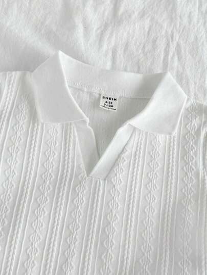SHEIN Vintaside Kids طقم ملابس علوية بأكمام قصيرة بياقة صغيرة وبنطال جينز مغسول عتيق مناسب للاستخدام اليومي، رحلات العائلة والتخييم والتسوق