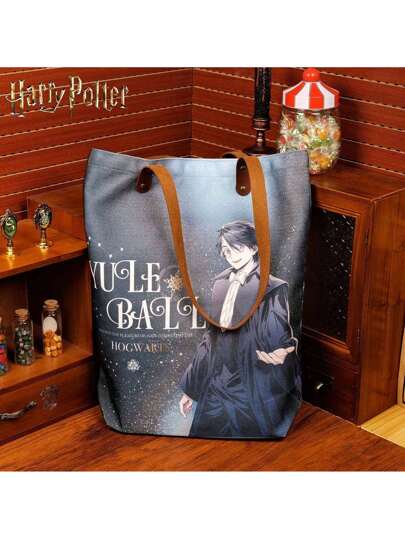 أدوات مكتبية ومدرسية Harry Potter حقيبة كتف من القماش بطبعة هاري بوتر - حقيبة تسوق ذات سعة كبيرة مطبوعة على الوجهين، تصميم بسيط أحادي اللون، مثالية للتنقل والتسوق والكلية والمعلمين، هدية مناسبة لعيد الميلاد والتخرج [رسمي معتمد]