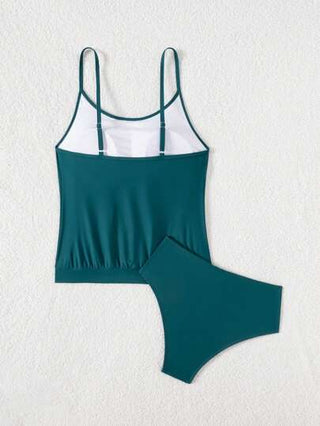 طقم تانكيني حريمي Swim Lushoire بدلة سباحة نسائية من قطعتين ذات لون واحد مع حزام متواصل للذهاب إلى الشاطئ في الإجازة